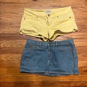 American Eagle Outfitters Yellow and Blue Jean Shorts